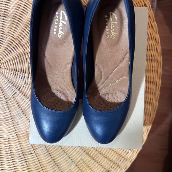 Navy blue Clarks pumps, heavenly star, genuine leather with cushioned insole - Picture 3 of 8
